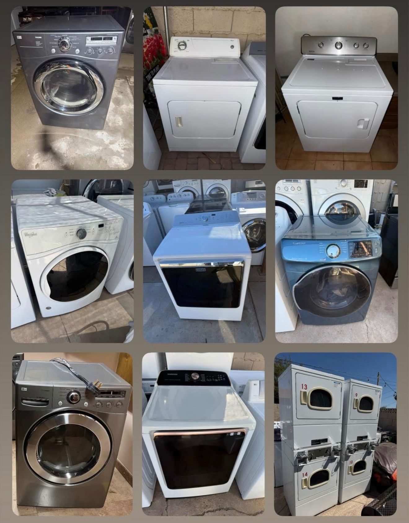 Eelctric or gas dryer sale prices from $150 steam option / stackable