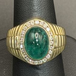 5.25 ct natural emerald and 14kt yg ring