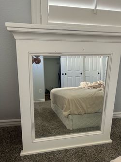 White Wood Framed Dresser Mirror