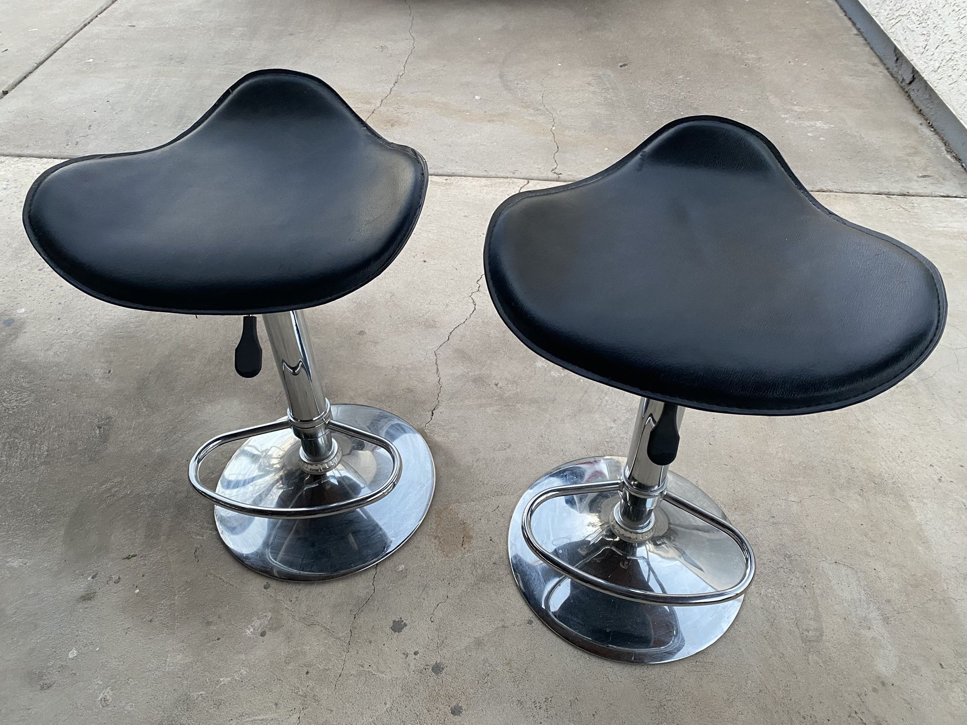 Chrome And Leatherette Stools
