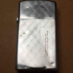 Vintage Zippo Slim Lighter- 1975 Monogrammed JOHN