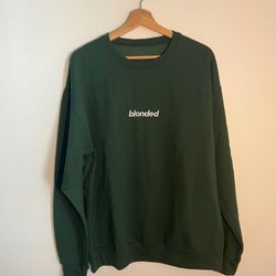 Forest Green Frank Ocean Blonde Channel Orange Embroidery Crewneck Sweatshirt  