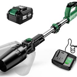 KIMO Leaf Blower Cordless with Battery and Charger, 310000RPM, 37Inch Telescopic Pole, 750CFM 280MPH, 3Speeds w/Smart Panel, Lightweight 2.5Lb, 4000mA