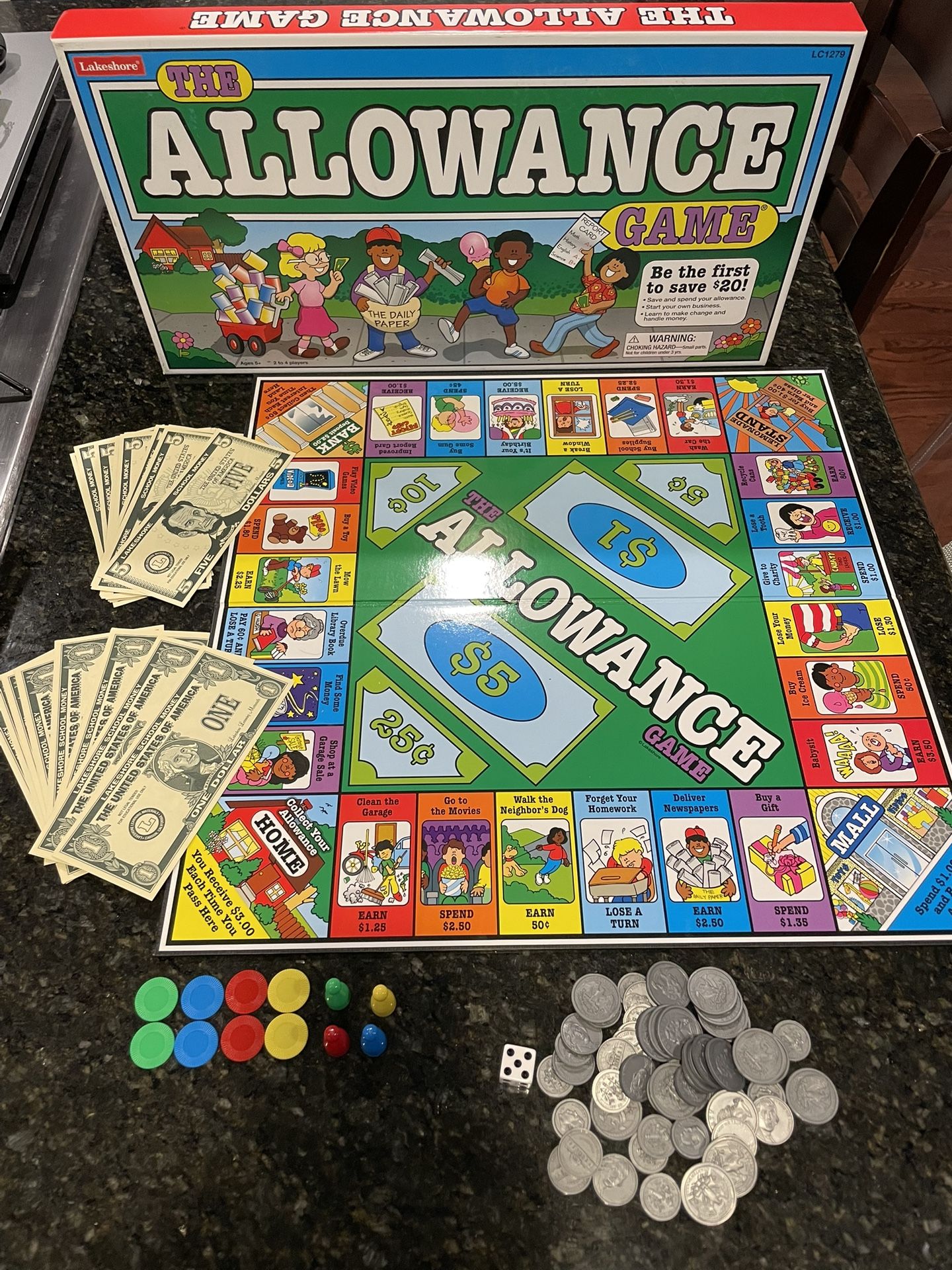 Lakeshore The Allowance Game - Finance Money Teaching For Kids - Board Game 