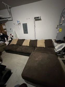 Brown Sectional Sofa with Chaise