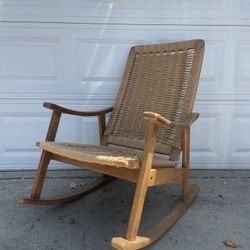Hans Wegner Mid Century Modern Style Woven Rocking Chair