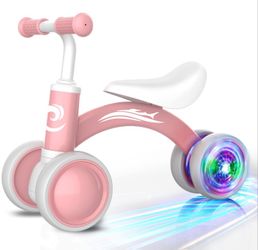 Colorful Lighting Baby Balance Bike Toys for 1 Year Old Girl Gifts, 10-36 Month Toddler Balance Bike, No Pedal 4 Silence Wheels & Soft Seat 