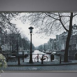 IKEA Print. Black and White Amsterdam with a Red Bicycle In Frame. 