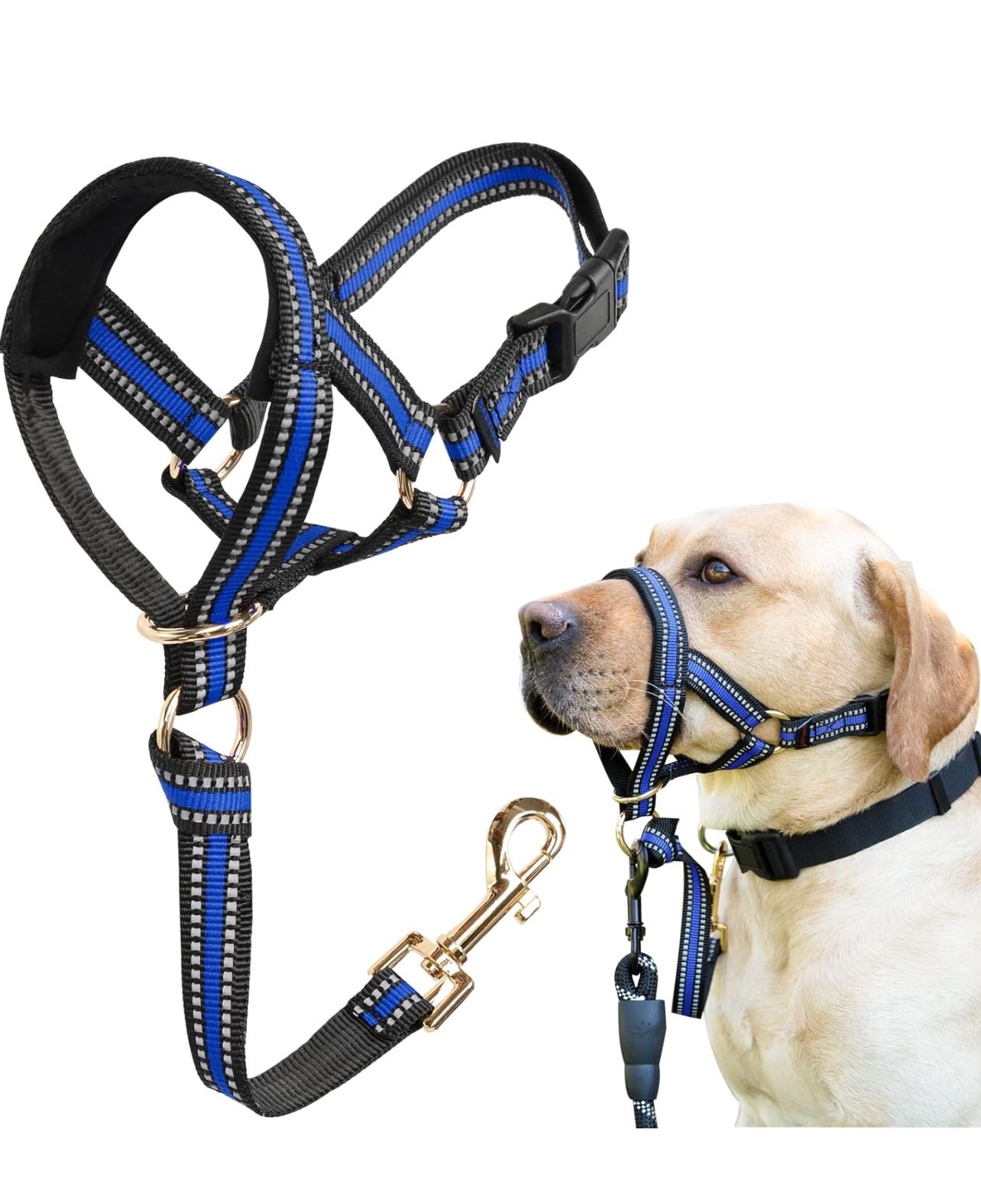 BARKLESS Muzzle Leash for Heavy Pullers, No Pull Stylish Head Halter for Medium Large Aggressive Dogs Size Small