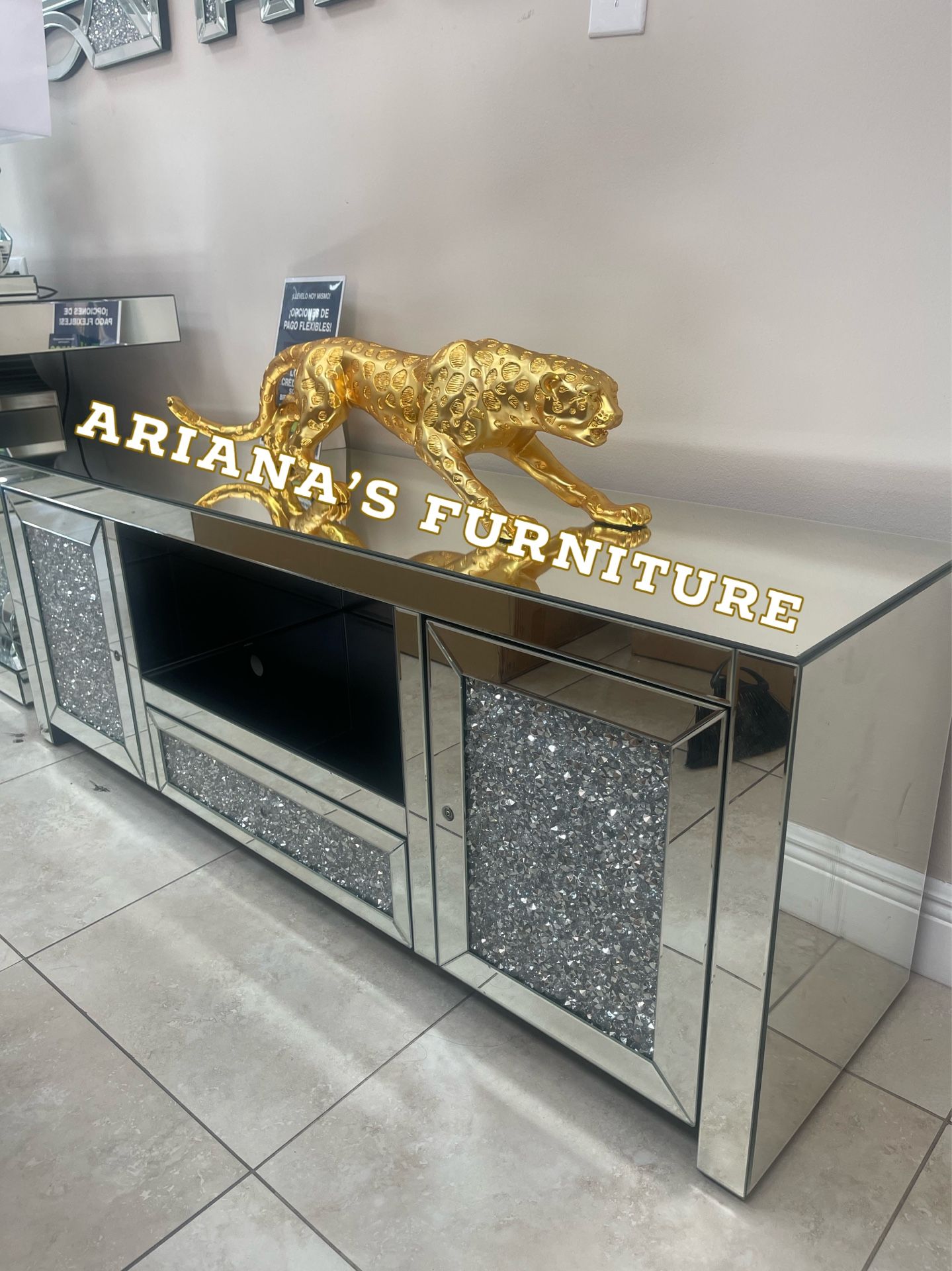 New Tv Stand Encrusted Diamonds 59x16x22