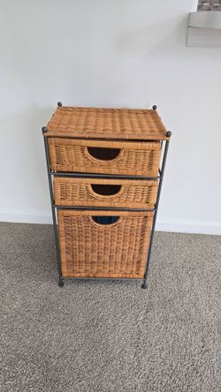 3 tier wicker storage tower
