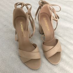 Nude lace up heels