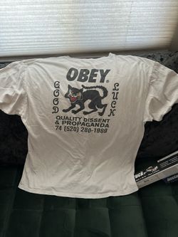 Obey Rare Vintage Black Cat T Shirt XL Pocket Tee