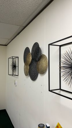 Black and Gold Metal Disc Wall Art