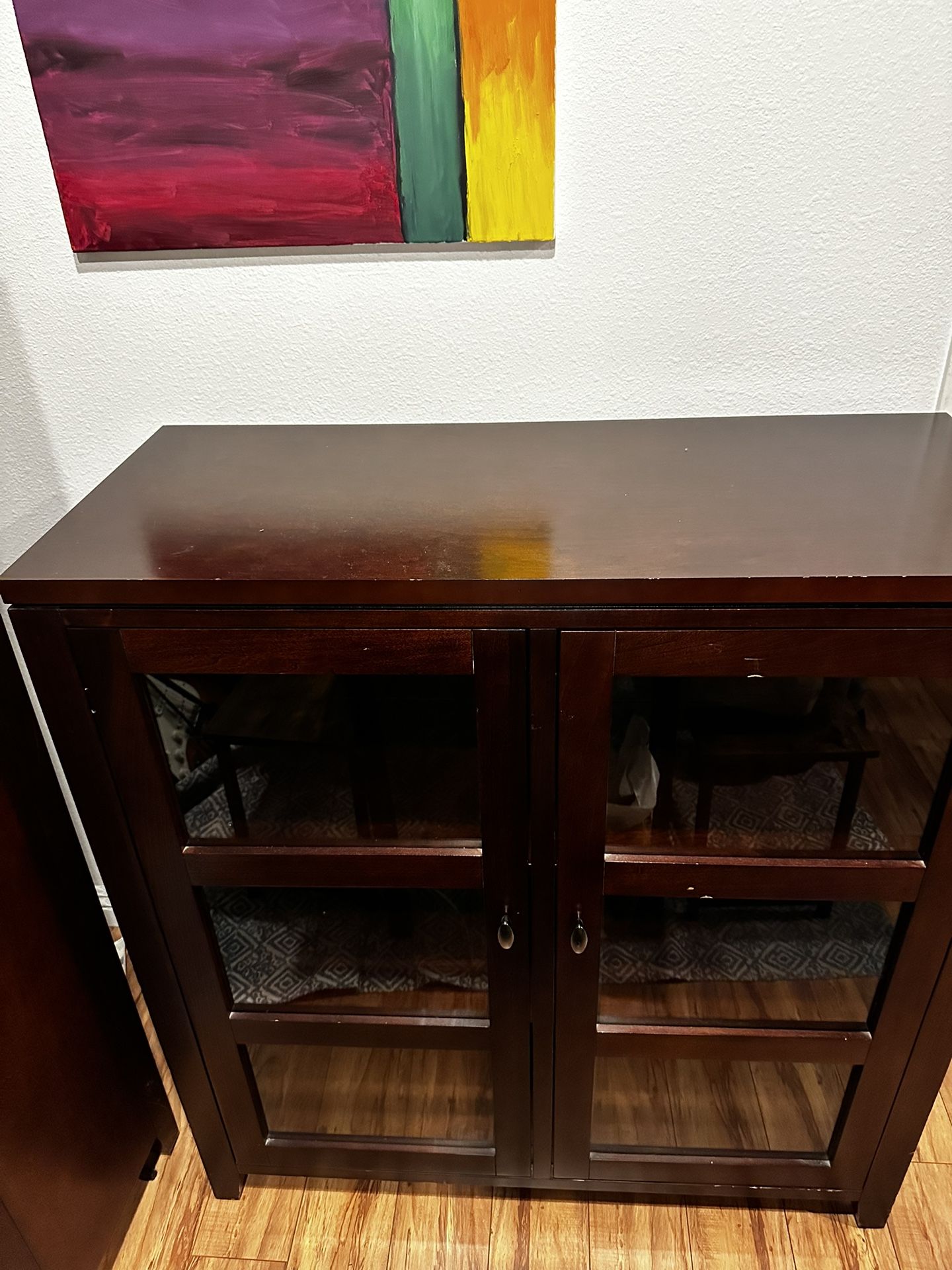 Wood Cabinet With Glass (good For Wine)