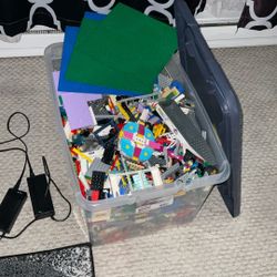 Box Filled With Lego And Lego Baseplates (with Box) 