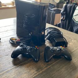 Xbox 360 With Two Controllers And Original Power And Video Cord 