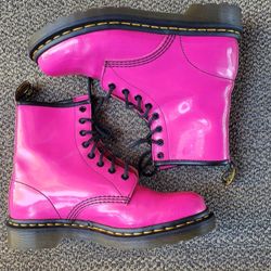 DR. MARTENS Boots Women's SMOOTH LEATHER  Lace Up Pink Fuchsia US 9