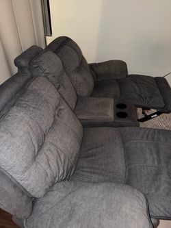 Gray Fabric Reclining Loveseat