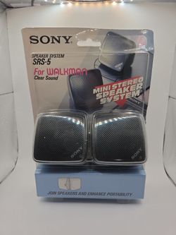 Sony Walkman SRS-5 Mini Stereo Speakers Black - Brand New - Vintage