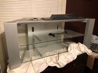 TV Stand with Glass Shelves