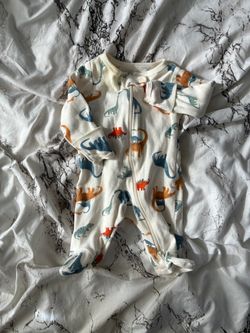 Baby Dinosaur Print Zip-Up Footie Sleeper