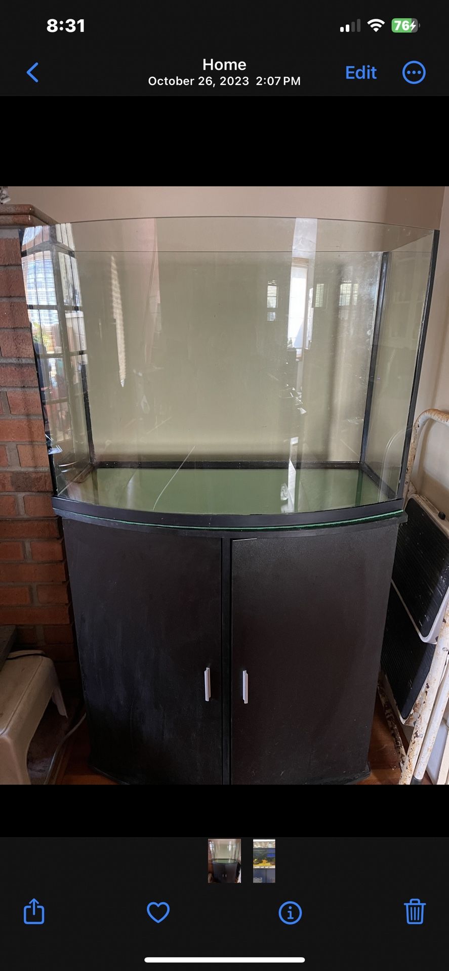 36 Gallon Bow Front Aquarium With Hood And Stand