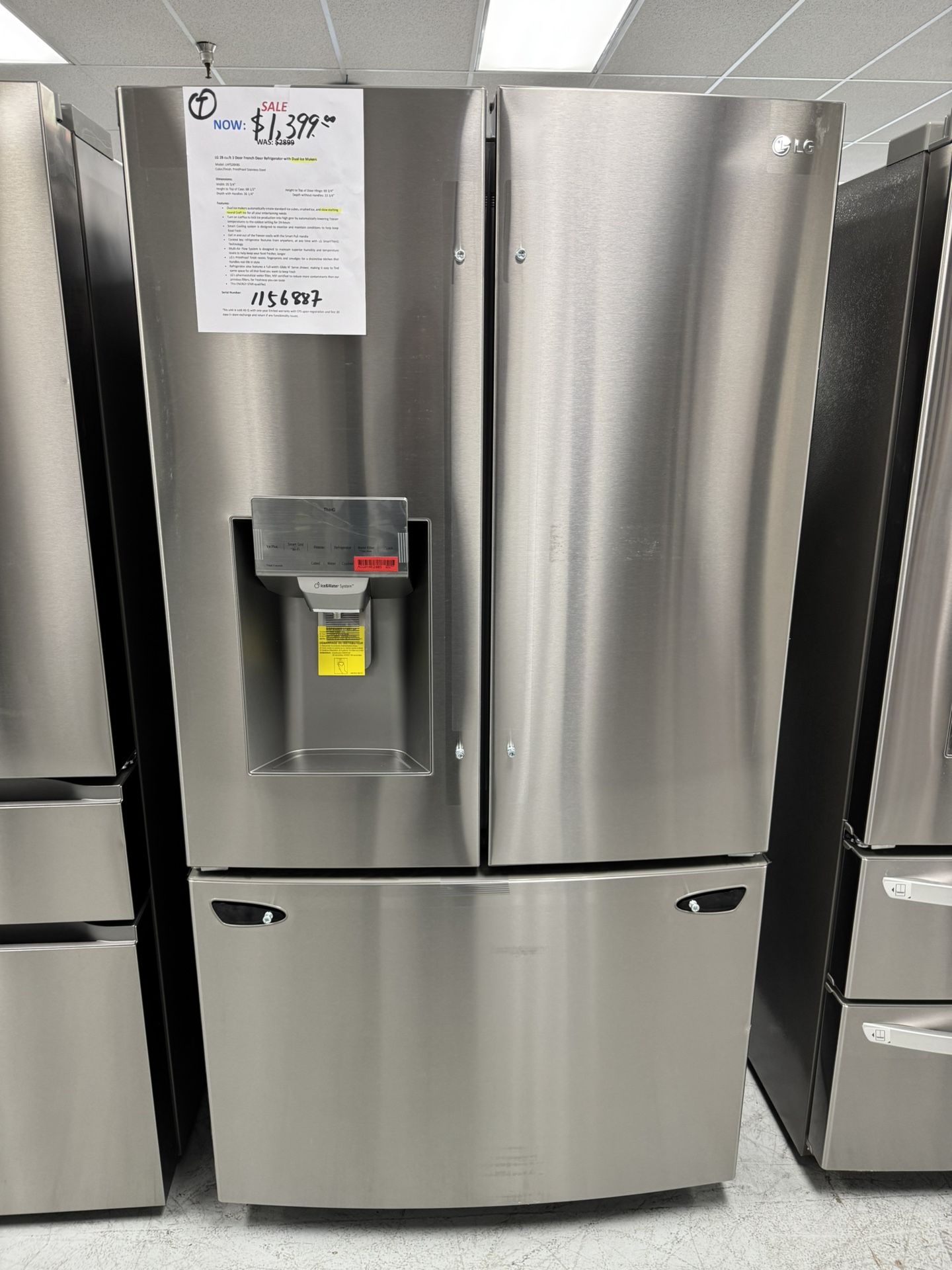 28 Cu.ft French Door Refrigerator With Dual Ice Maker Craft-ice Balls