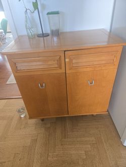 Cabinet, 2 door, two sliding shelves, solid wood