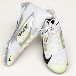 Nike Alpha Menace Pro Football Cleats White Silver Black 12