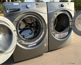 COMPLETELY BEAUTIFUL WHIRLPOOL DUET STEAM FRONTLOAD CHARCOAL COLORED WASHER AND ELECTRIC STEAM DRYER!!!