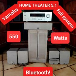 Yamaha Home Theater 5.1 BLUETOOTH Receiver, speakers + Powered Subwoofer 550W - Small & Powerful !