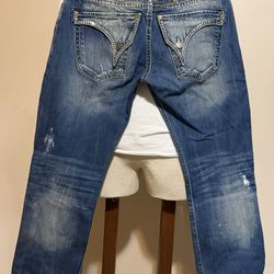 Robin Jeans Studded Denim Pants Paint Splatter Size 34