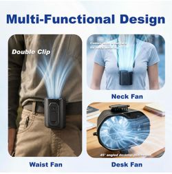 （New）Waist Fan with Clip on: Portable 4-Speed