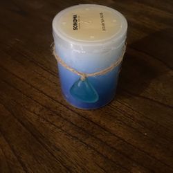 New Sonoma 4” Tall Ocean Sea Glass Candle