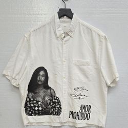 Selena Cropped Button Up Shirt LARGE 