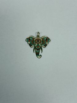 14k Gold & Enamel Elephant Charm Pendant