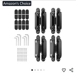3457: New 4PCS 7 Inch Invisible Concealed Door Hinges 180 Degree Swing Hinge (Black)-
Concealed Hinges Zinc Alloy 3-Way Adjustable Silent Hardware, Fi