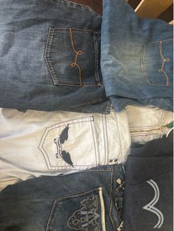Size 42-44 Vintage Y2K Designer Denim Bundle – LRG, Levi’s, Robin Jeans, Antik Denim (6 Pairs)