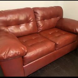 Red Leather Loveseat