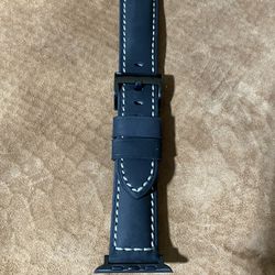 Genuine Leather Apple Watch Strap Matte Black New 45mm 49mm Fits Ultra Watch