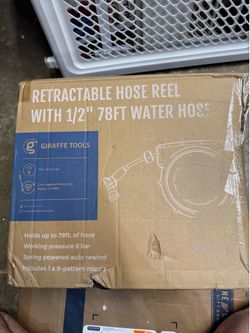 Giraffe Tools Hose Reel 1/2‘’ 78 ft, Heavy Duty Retractable Garden Hose Reel with Any Length Lock, Slow Return System, Wall Mounted and 180 Deg Swivel
