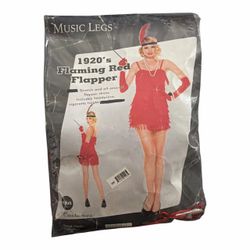 1920’s Flaming Red Flapper Adult Women’s Halloween Costume. Size S/M (New) *Dress *Headpiece *Cigarette Holder.