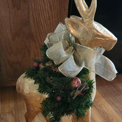 Gold Paper Mache Reindeer Decor
