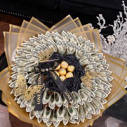 Gold And Black Money Bouquet