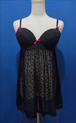 Carrie Amber black mesh babydoll lingerie piece Womens SIZE M