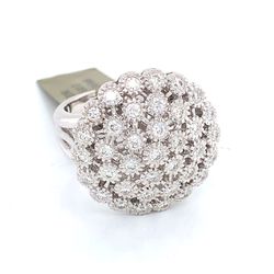 1.00 TCW Round Diamonds Cocktail Cluster Ring In Solid 14k White Gold Sz #7