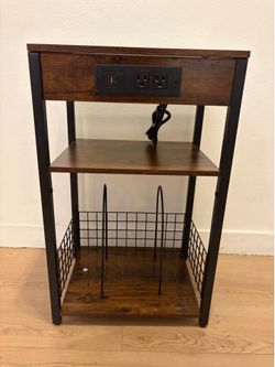Side table with charging station brand new in box $20   Measurements in photos brand new inbox $20 each with charging station and USB port and c type