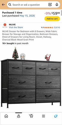 Brand new Assembled 8 drawer dresser black charcoal grey