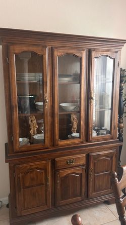 Handcrafted Solid Wood Buffet Hutch and China Cabinet